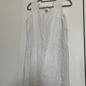 Vintage Sake White Linen Midi Dress